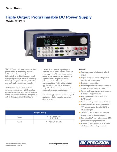 Triple Output Programmable DC Power Supply Model 9129B