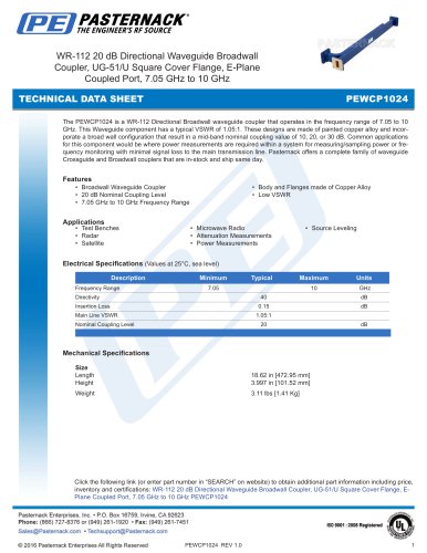 WR-112 20 dB Directional Waveguide Broadwall