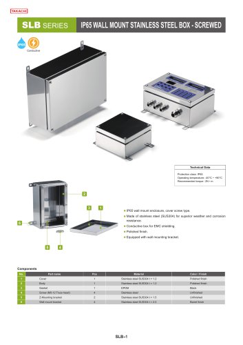 SLB series - IP65 WALLMOUNT STAINLESS STEEL BOX
