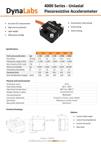 4000 SERIS UNIAXIAL PIEZORESISTIVE ACCELEROMETERS