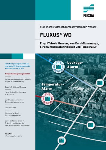 FLUXUS® WD Eingriffsfreie Messung von Durchflussmenge, Strömungsgeschwindigkeit und Temperatur