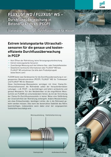 FLUXUS WD / FLUXUS WS - Monitoring flow in Prestressed Concrete Cylinder Pipes (PCCP)