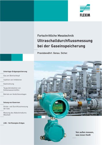 Fortschrittliche Messtechnik Ultraschalldurchflussmessung  bei der Gaseinspeicherung