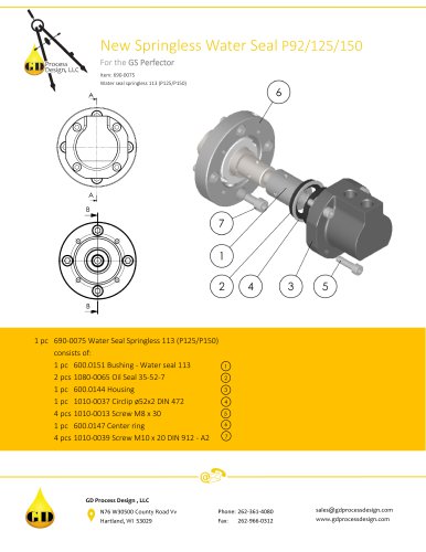 NEW SPRINGLESS WATER SEAL P92/125/150