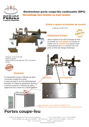 Déclencheur porte coupe-feu coulissante (DPC)