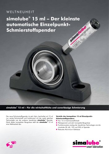 Der kleinste automatische Einzelpunkt- Schmierstoffspender - simalube 15 ml