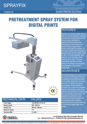 PRETREATMENT SPRAY SYSTEM FOR DIGITAL PRINTS