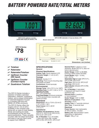 BATTERY POWERED RATE/TOTAL METERS