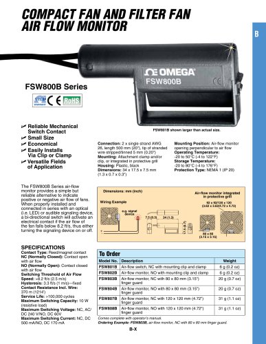 COMPACT FAN AND FILTER FAN AIR FLOW MONITOR