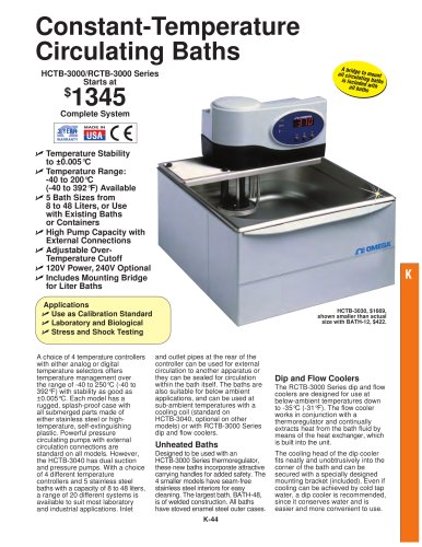 Constant Temperature Liquid Circulating Baths  HCTB-3000 and RCTB-3000 Series