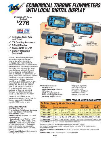 ECONOMICAL TURBINE FLOWMETERS  WITH LOCAL DIGITAL DISPLAY