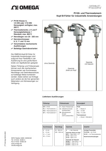 Kopf-B-Fühler für industrielle Anwendungen