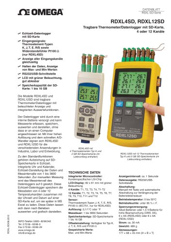 Tragbare Thermometer/Datenlogger mit SD-Karte, 4 oder 12 Kanäle