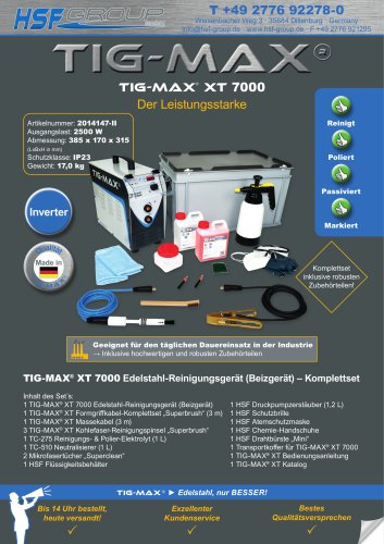 TIG-MAX® XT 4000 - HSF Group GmbH - PDF Katalog | technische Unterlagen ...