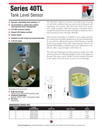 Series 40TL Tank Level Sensor