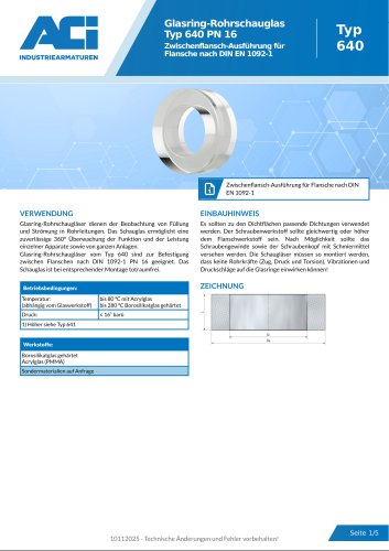 Glasring-Rohrschauglas Typ 640 PN 16