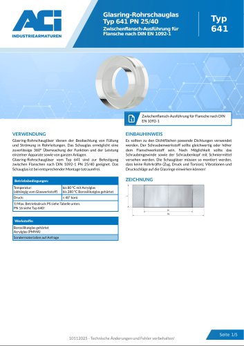 Glasring-Rohrschauglas Typ 641 PN 25/40