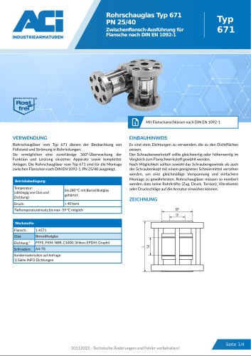Rohrschauglas Typ 671 PN 25/40