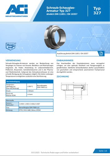 Schraub-Schauglas- Armatur Typ 327