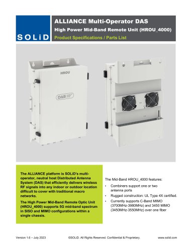 High Power Mid-Band Remote Unit (HROU_4000)