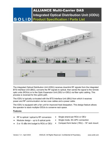 Integrated Optical Distribution Unit (iODU)