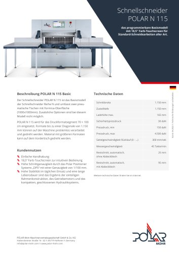 Schnellschneider POLAR N 115 PLUS