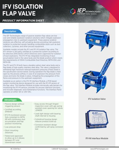 IFV ISOLATION FLAP VALVE