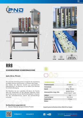 RR8 - Technisches Datenblatt