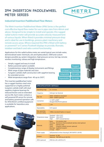 IPM INSERTION PADDLEWHEEL METER SERIES