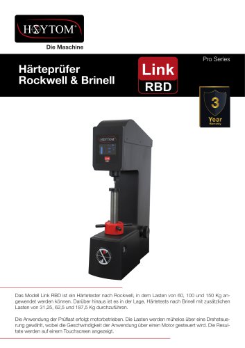 MODELL Rockwell & Brinell Link RBD HOYTOM® PRO Series