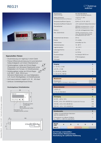 Datenblatt Differenzdruckmessumformer REG 21