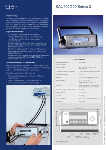 Datenblatt mobiles Kalibriergerät KAL 100 / 200