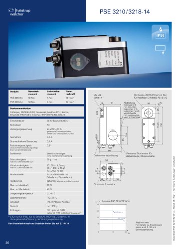 Datenblatt Positioniersystem PSE 3210/3218-14 (Drehmomente 10/18 Nm)