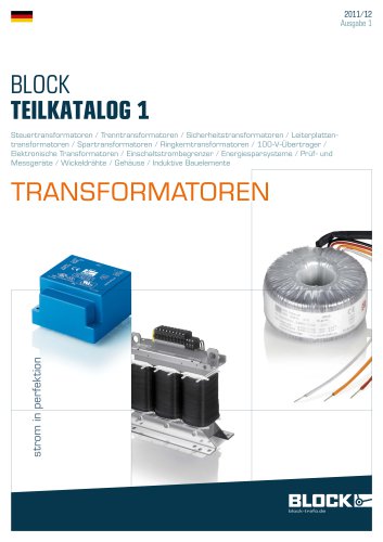 Der aktuelle Teilkatalog 1 Transformatoren