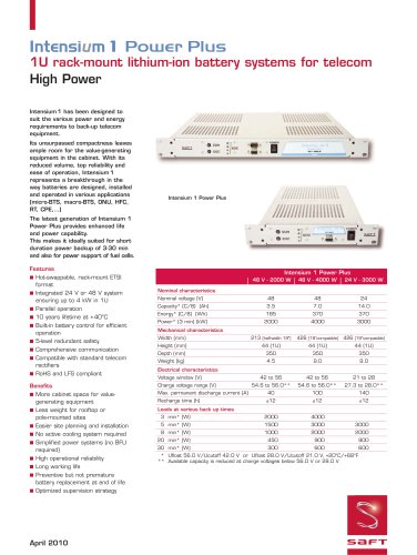 Intensium 1 Power Plus - Data Sheet - April 2010