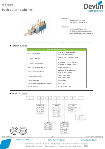 Push button switches Series A