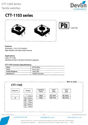 Tactile switches CTT-1103 Series