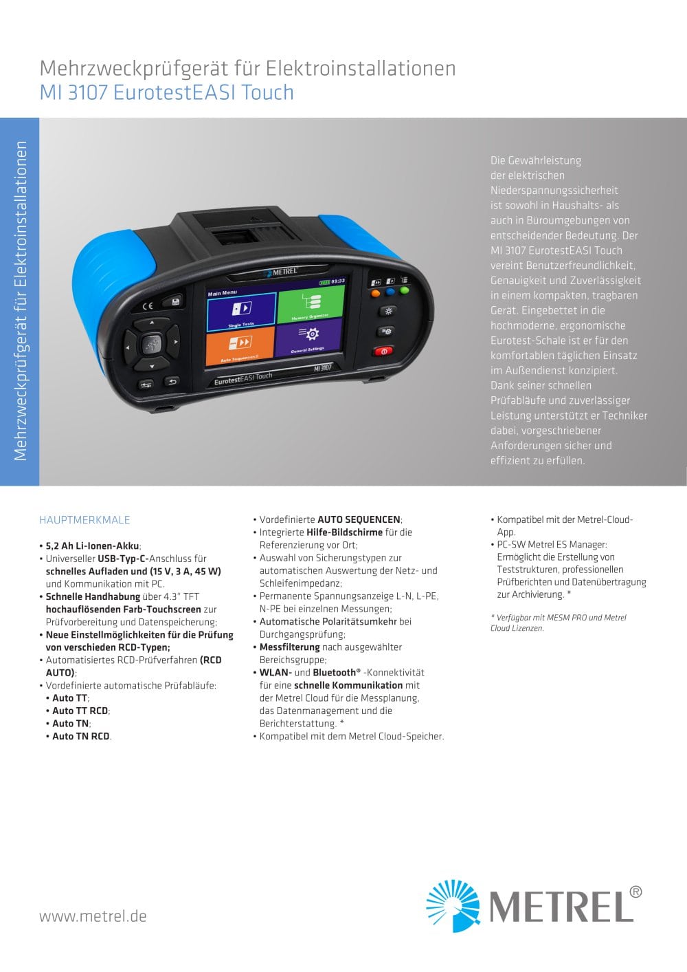 MI 3107 EurotestEASI Touch DE - METREL