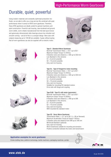 High-Perfomance Worm Gearboxes