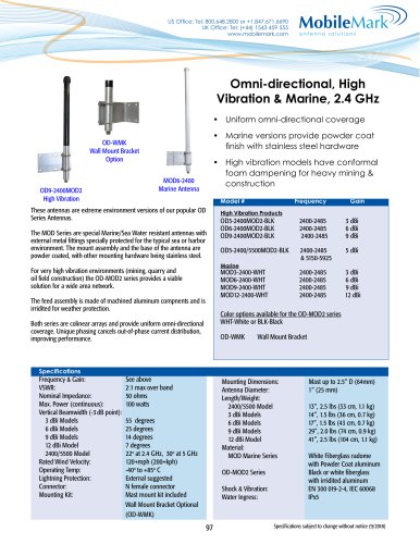 Omni-directional, High Vibration & Marine, 2.4 GHz