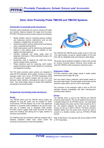 8mm, 5mm Proximity Probe TM0180 and TM0105 Systems
