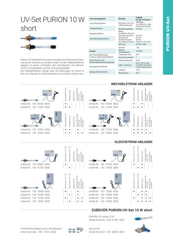 Konfigurationsoptionen PURION UV-Set 10 W short