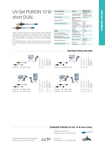 Konfigurationsoptionen PURION UV-Set 10 W short DUAL