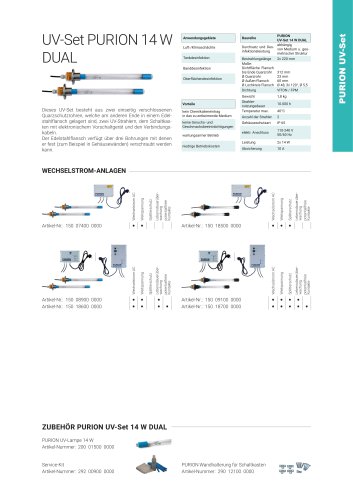 Konfigurationsoptionen PURION UV-Set 14 W DUAL