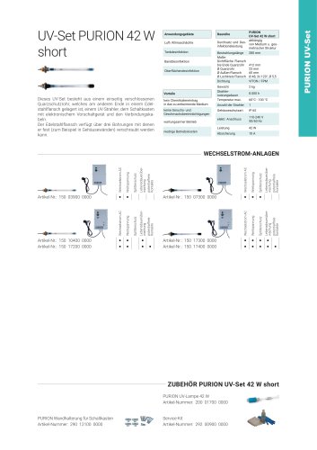 Konfigurationsoptionen PURION UV-Set 42 W