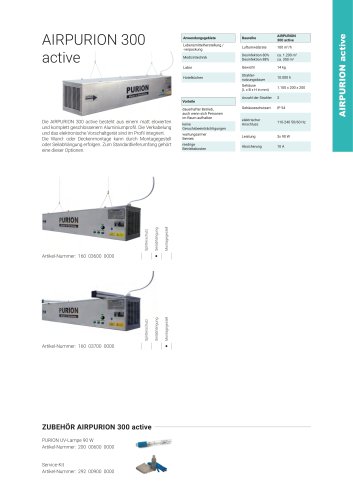 Konfigurationsoptionen UV Anlage AIRPURION 300 active