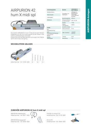 Konfigurationsoptionen UV Anlage AIRPURION 42 hum X midi spl