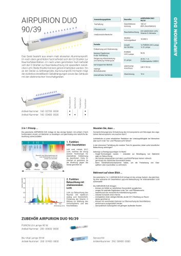 Konfigurationsoptionen UV Anlage AIRPURION DUO 90/39