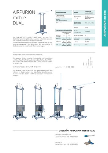 Konfigurationsoptionen UV Anlage AIRPURION mobile DUAL