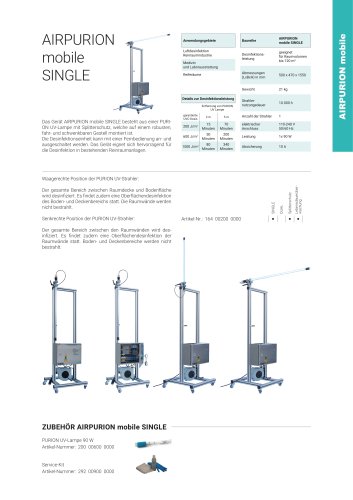 Konfigurationsoptionen UV Anlage AIRPURION mobile SINGLE